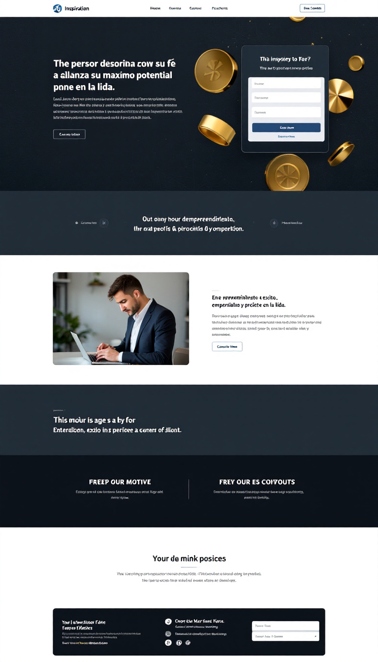 Crea una página web inspiradora que motive a las personas a desarrollar su fe y alcanzar su máximo potencial en la vida. Incluye mensajes sobre emprendimiento, éxito, prosperidad y generosidad en un diseño limpio y atractivo.