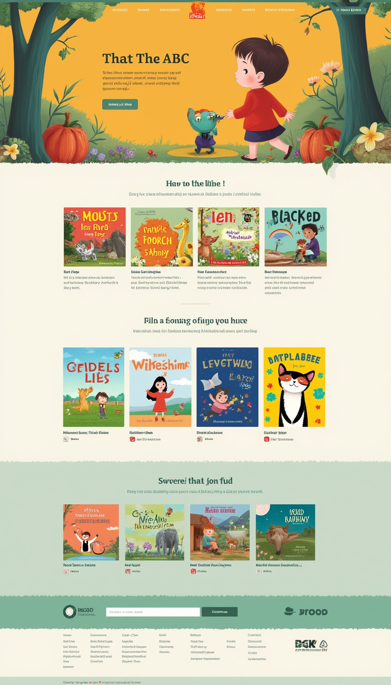 Design a one-page website for a digital platform showcasing children's books focused on the ABCs. The layout should be simple and clean, featuring vibrant visuals and easy navigation.