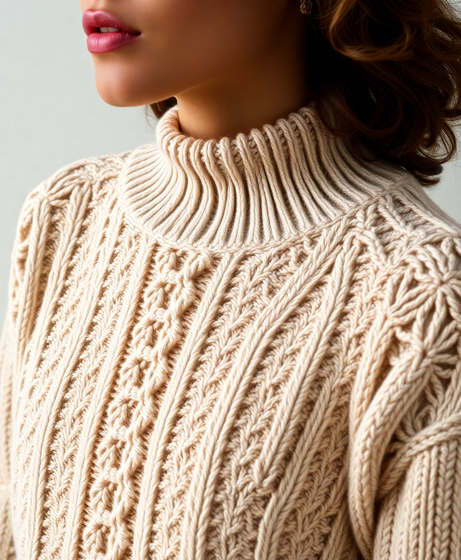 close-up of model wearing calden vale knitwear