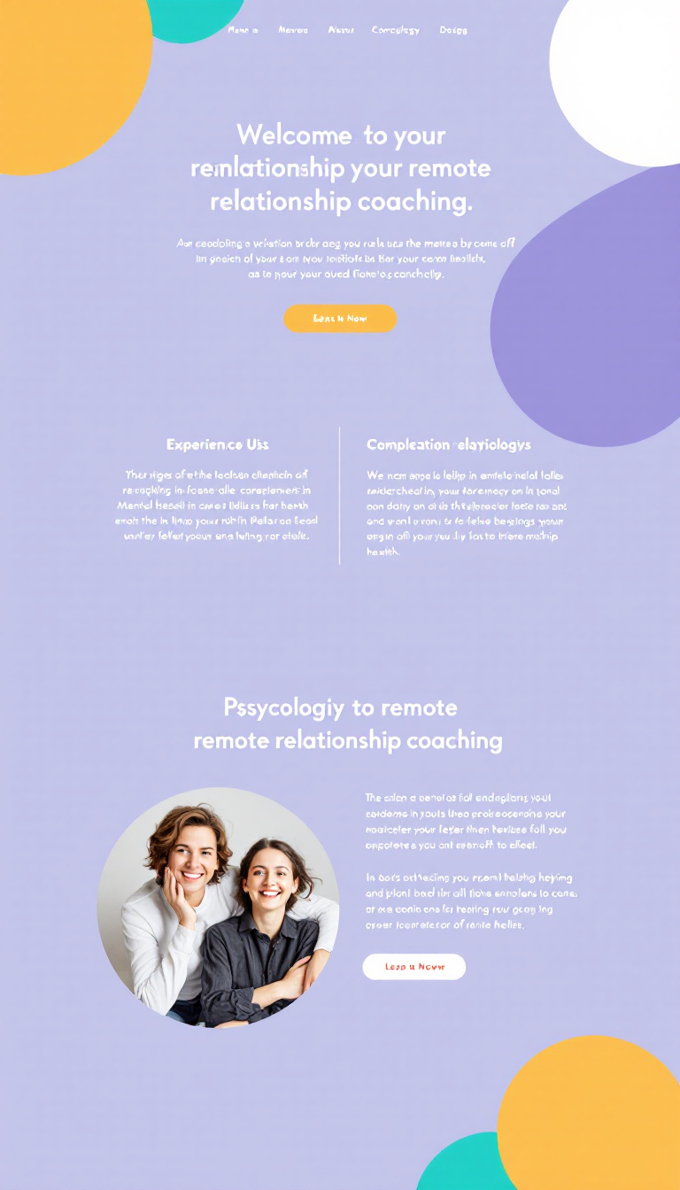 Design a simple and clean one-page website for a psychologist offering remote relationship coaching. Highlight expertise in mental health and experience in helping individuals with relationship issues.