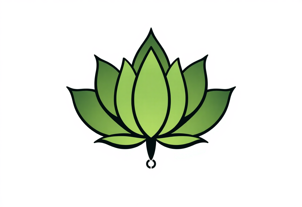 lotus and leaf logo featuring an elegant green lotus flower with refined typography