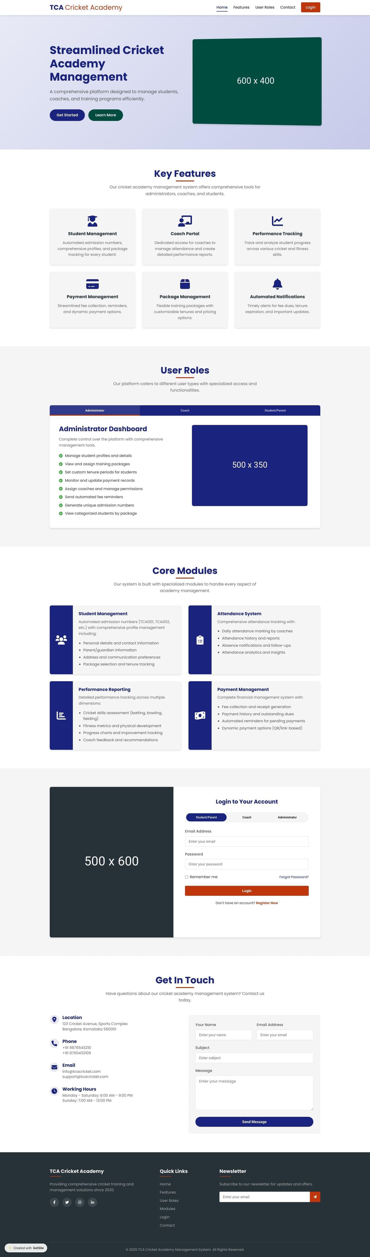 Cricket Academy Management System