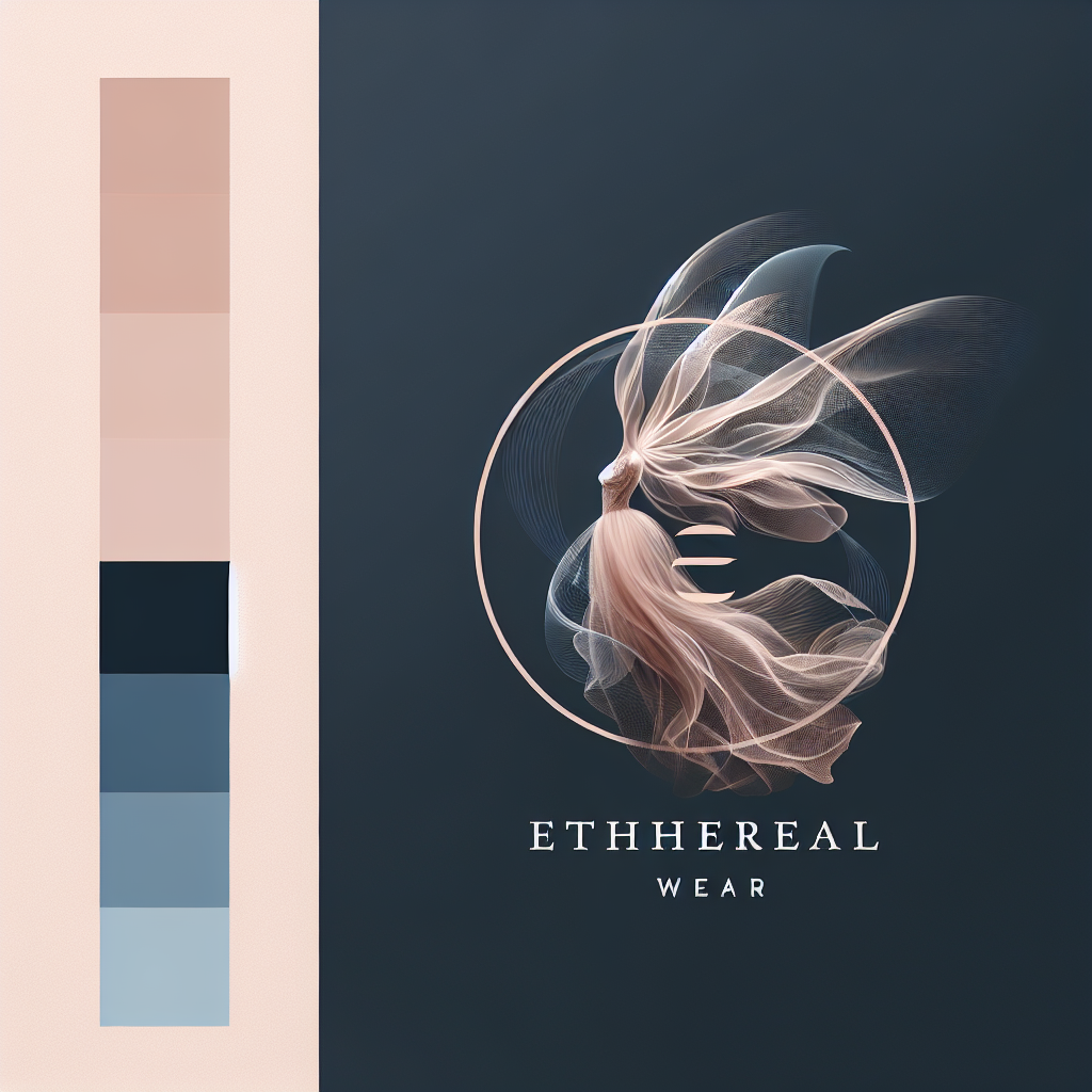A stylish and elegant logo for a fashion brand named 'Ethereal Wear'. The logo should be designed to be semi-transparent for use as a watermark, incorporating elements that reflect luxury and sustainability. The color scheme should be soft and sophisticated, suitable for a fashion brand.
