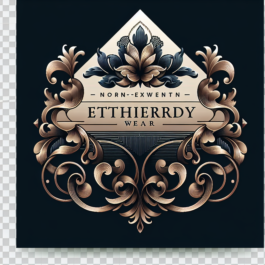 A high-end, luxury logo for a fashion brand named 'Ethereal Wear'. The logo should be designed to be semi-transparent for use as a watermark, featuring elegant typography and a minimalist yet sophisticated design that conveys luxury and exclusivity. The color scheme should reflect opulence and refinement, suitable for a premium fashion brand.