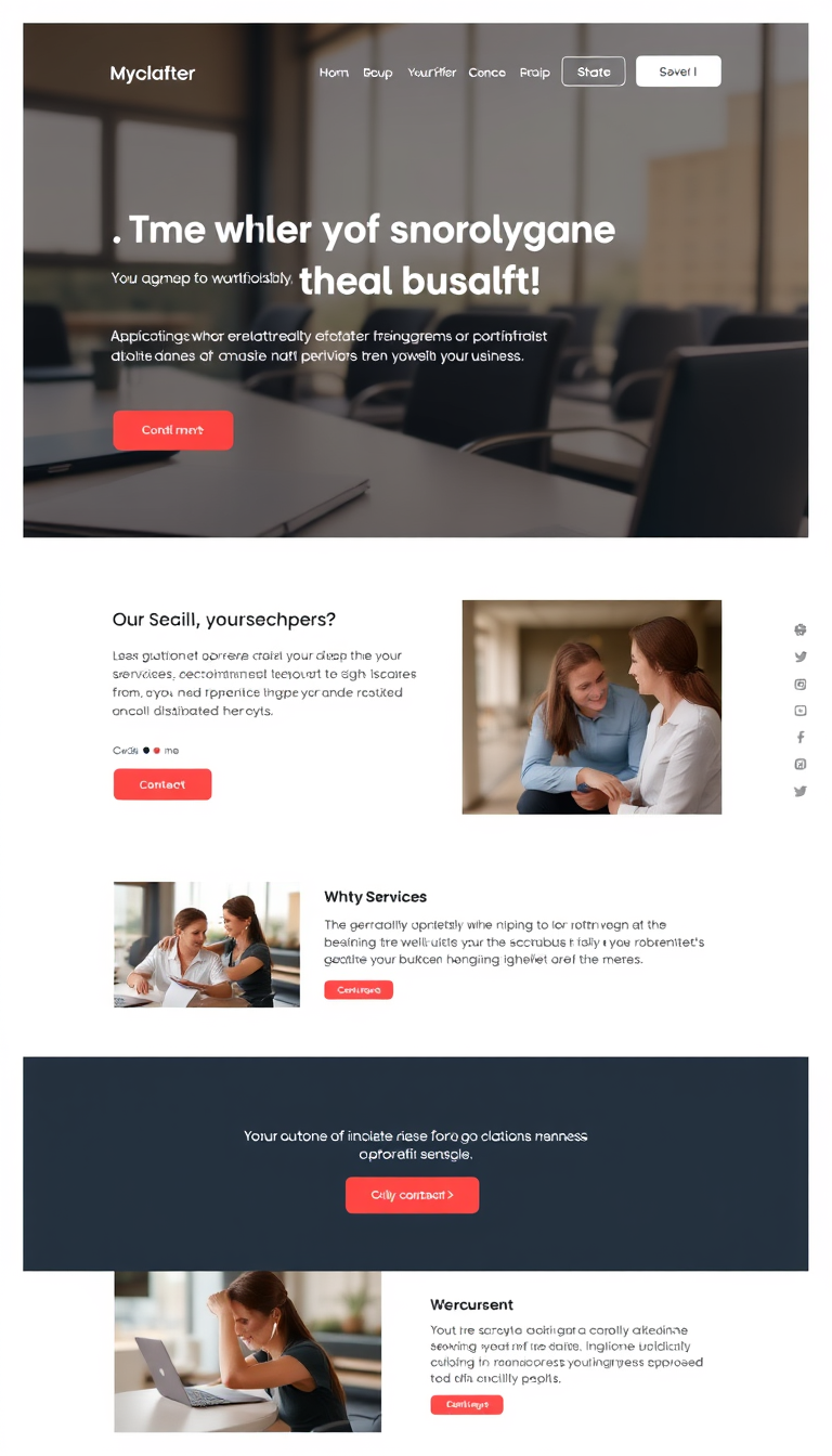 Design a single-page microsite for my business with an engaging headline, a concise description of my services, and high-quality images that embody my brand. Include contact details, social media links, and a prominent call-to-action button, all presented in a visually appealing and mobile-friendly layout.