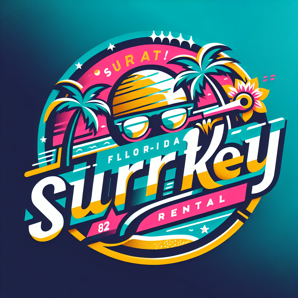 Trendy Modern and Sporty Logo for Hip Stays. Should suggest short term rental in Florida Keys. Tropical with color scheme of Turquoise, Yellow, and Hot Pink