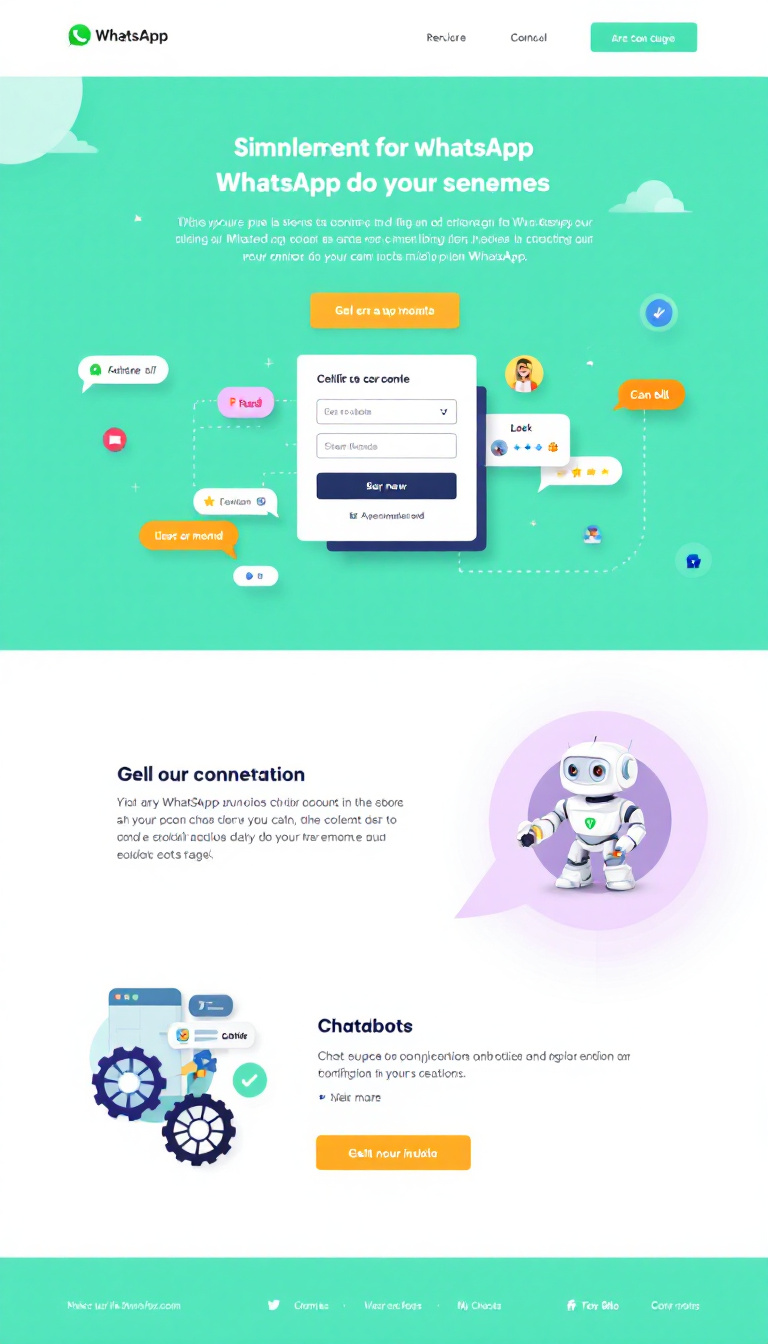 Crie uma landing page simples e limpa que inclua um chatbot configurável para WhatsApp. A página deve ser visualmente atraente e fácil de navegar.