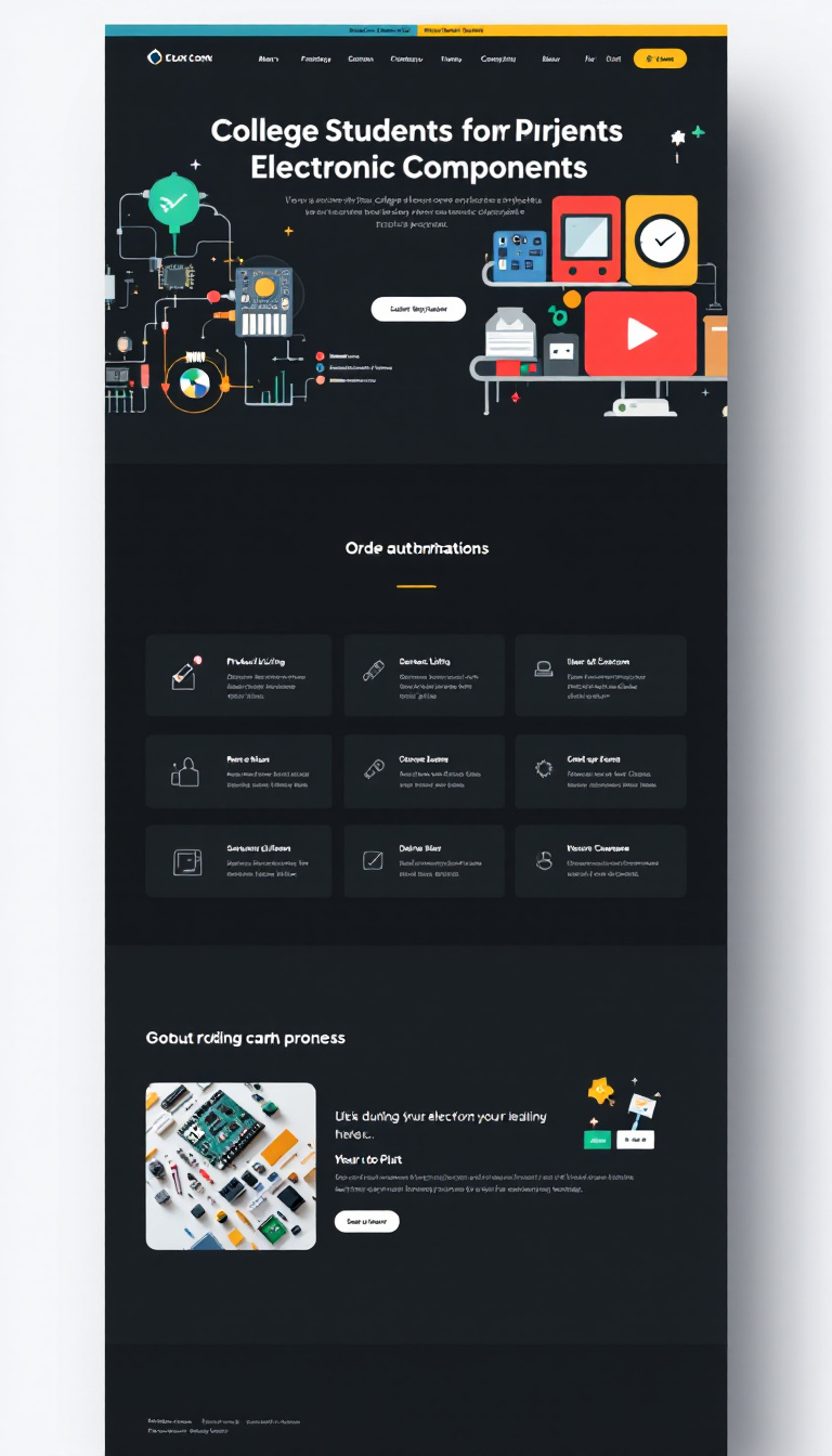 "Create a one-page, clean e-commerce website for college students to order electronic components for projects. Include user authentication, a product listing with search and filter options, a shopping cart, secure payment integration, and a responsive design."