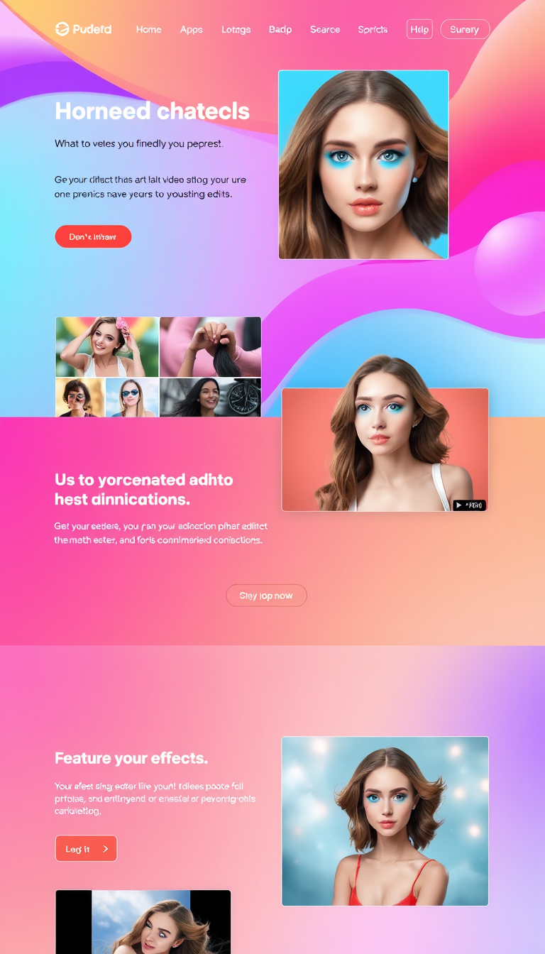 Create a website showcasing a photo editor with AI capabilities, featuring animated video demonstrations of its features and effects. Include vibrant visuals and an engaging layout to attract users.