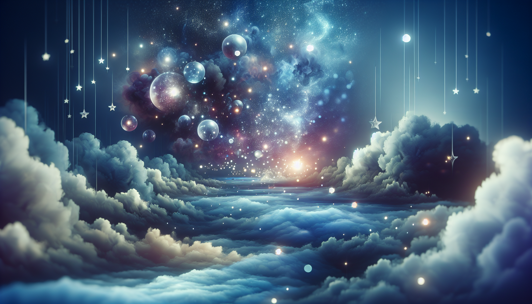 A visually appealing and modern design that represents the theme of lottery predictions based on dreams. The image should convey a sense of mystery and excitement, possibly incorporating dream-like elements such as clouds, stars, and lottery symbols. No text should be included in the image.