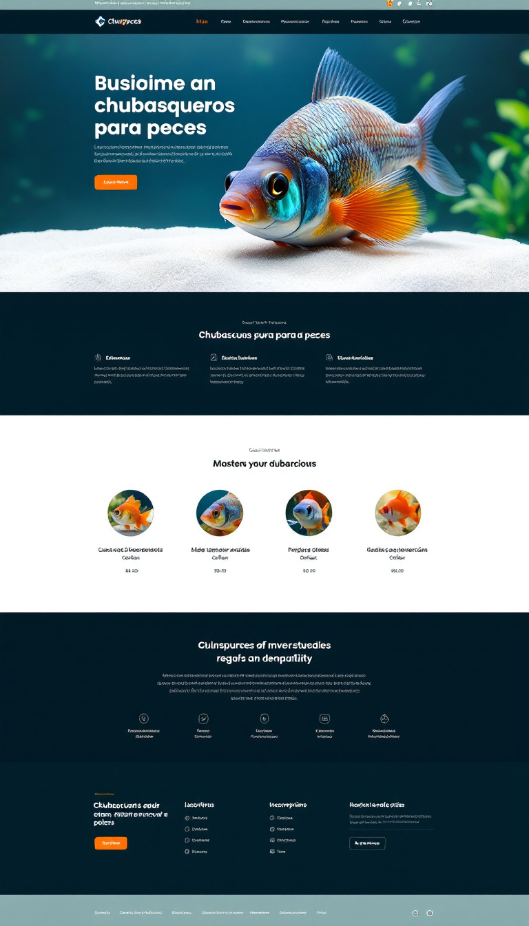 Crea una página web simple y limpia dedicada a chubasqueros para peces, mostrando diferentes modelos y una variedad de colores. Incluye imágenes y descripciones breves para cada opción.