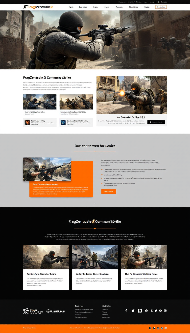 Create a simple and clean one-page website design for the FragZentrale German CS2 community, focusing on Counter-Strike 2. Include elements that highlight community features, game news, and member interactions.