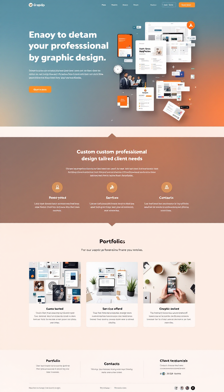 Design a simple and clean one-page website to showcase a graphic design service that highlights custom professional designs tailored to client needs. Include sections for services offered, a portfolio, client testimonials, and contact information.