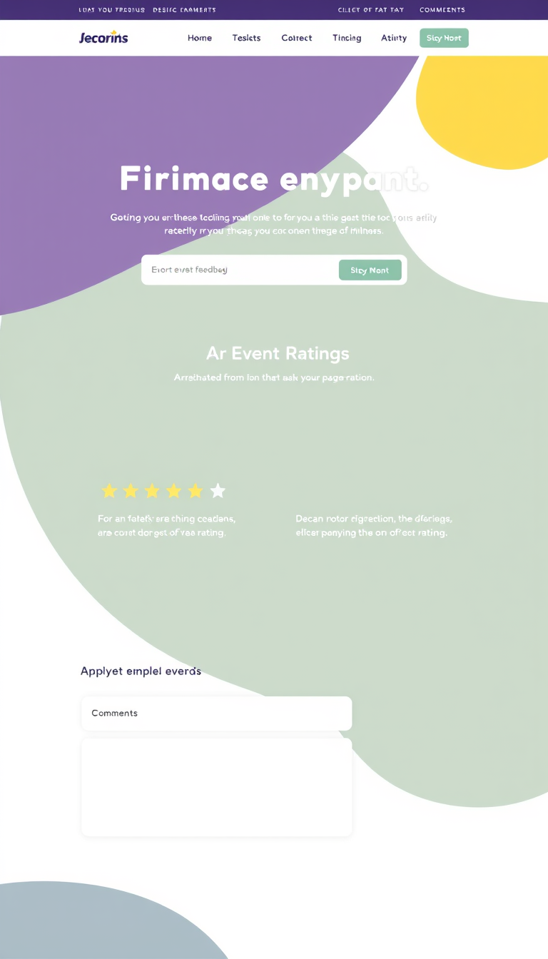 Design a one-page website for collecting employee feedback on office events. The layout should be simple, clean, and user-friendly, featuring sections for event ratings and comments.