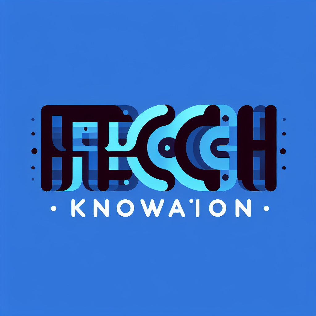 Create a logo from the word 'techKNOWation'. Tech should be in blue colour, suggesting tech, know should reflect knowing and then add ation in normal font and colour