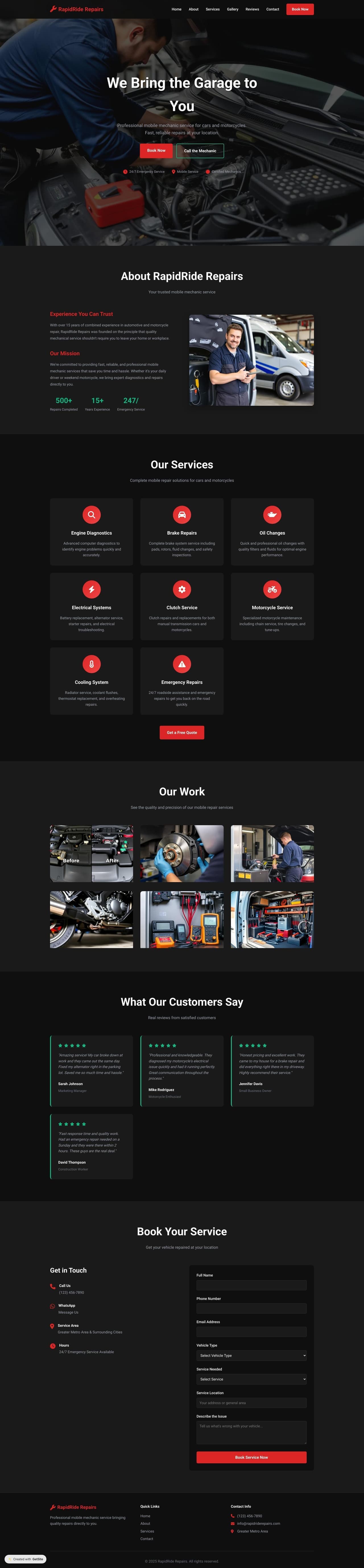 RapidRide Repairs - Mobile Mechanic Service | We Bring the Garage to You