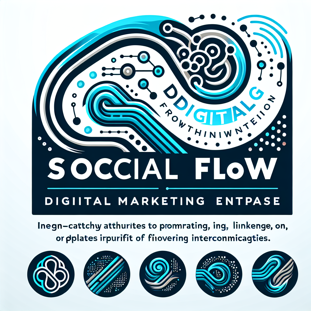 "Create a sleek and modern logo for 'Social Flow Digital,' a cutting-edge digital marketing company. The design should reflect creativity, connectivity, and motion. Incorporate flowing, dynamic elements like wave patterns, fluid lines, or interconnected dots to symbolize 'flow' and digital communication. Use a stylish, clean font, with emphasis on the word 'Flow' to give it a standout effect. The logo should feel professional yet approachable, appealing to businesses seeking innovative marketing strategies. Include the text social flow digital"