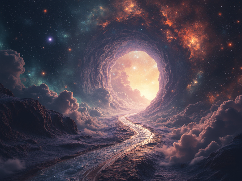 Cosmic gateway concept art with stars and nebulae