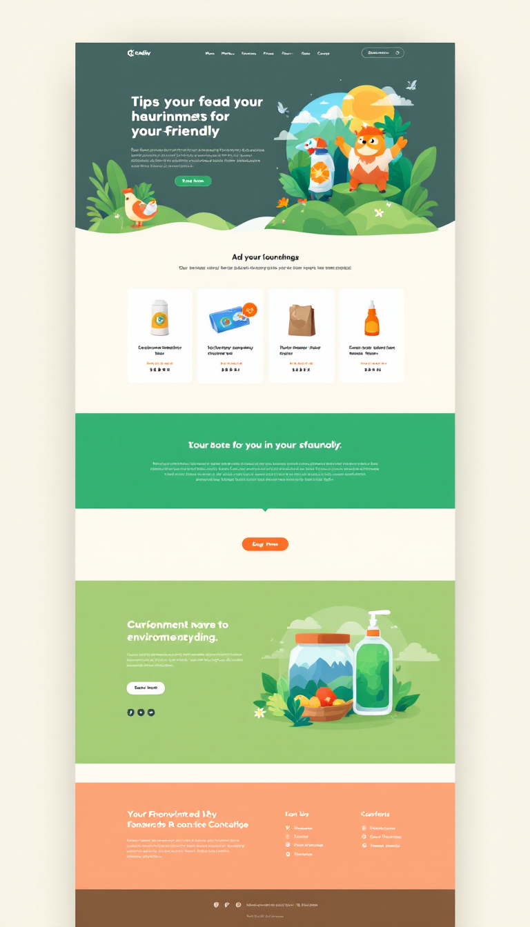 Design a modern, eco-friendly e-commerce website aimed at young adults (18-30) with a nature-inspired aesthetic. It should feature a clean layout with sections for product categories, an online store, and compelling environment-focused messaging, all ensuring smooth navigation and engaging visuals.