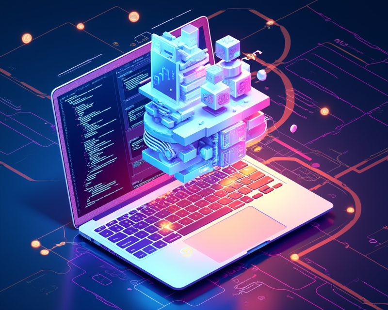 AI generating a modern landing page with code and design elements