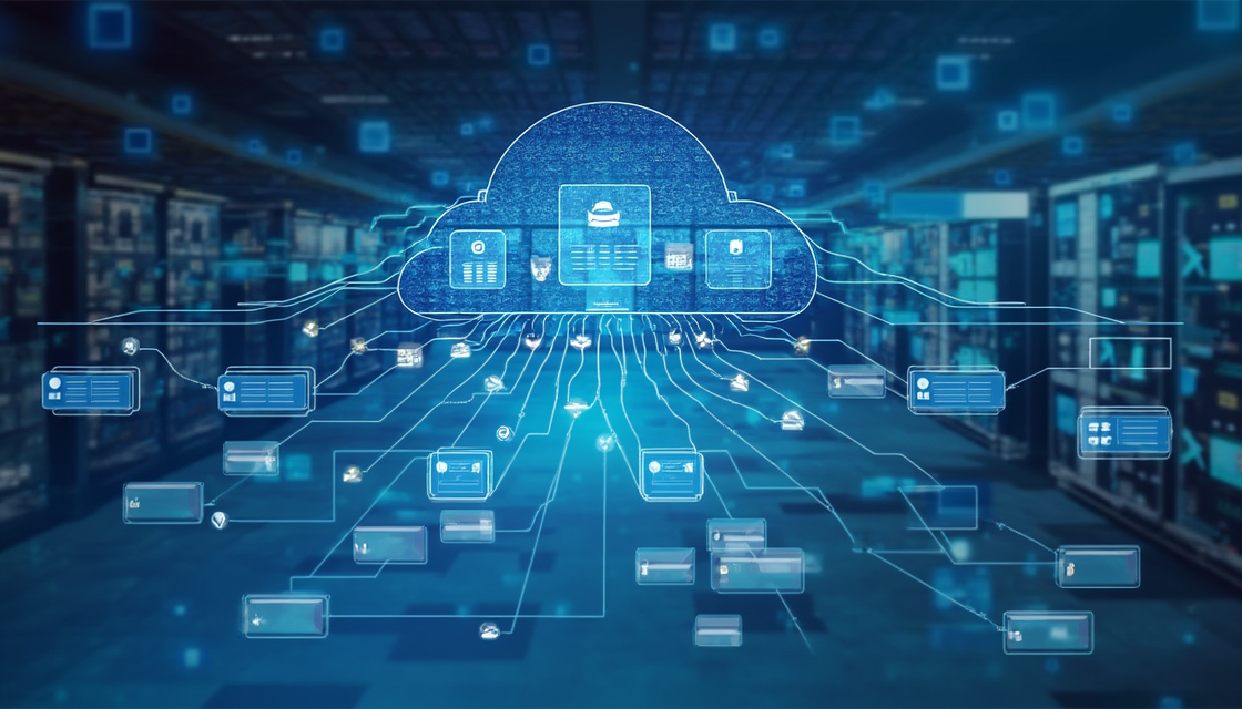 Abstract dashboard and cloud architecture diagram representing PrimeByte Consulting building scalable, secure software systems