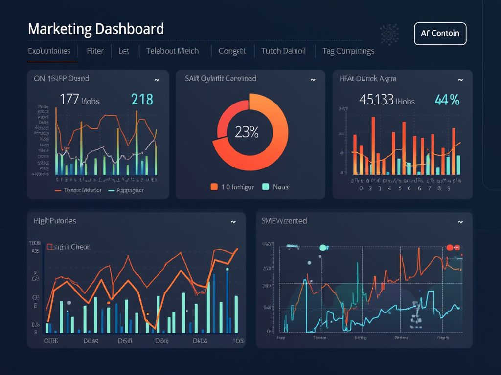 AI marketing dashboard visualization with data analytics and campaign performance metrics