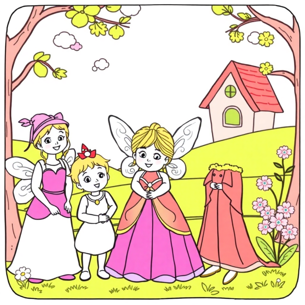 fairy tale characters category for a children's coloring page website