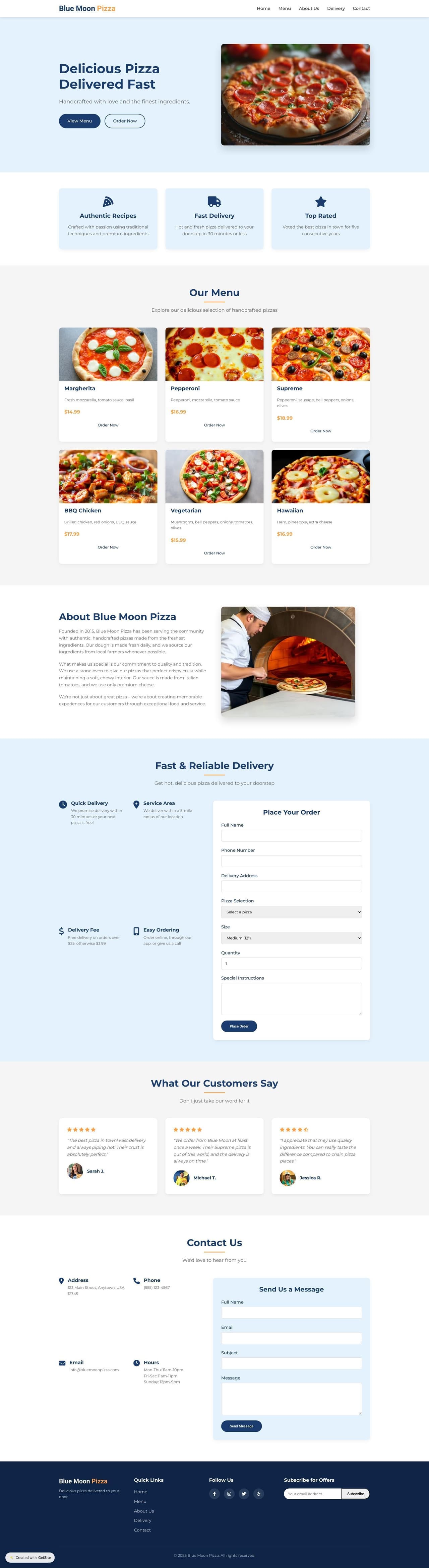 Blue Moon Pizza - Delicious Pizza Delivered To Your Door