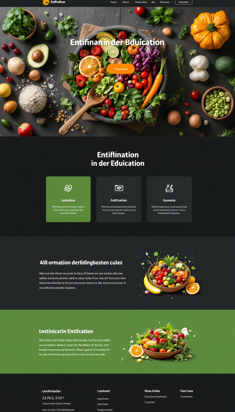 Erstelle eine einfache und ansprechende einseitige Webseite zum Thema Ernährung in der Bildung, die informative Inhalte und ansprechende Grafiken enthält.