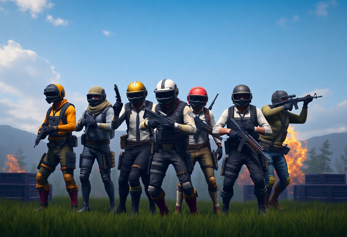 group of pubg characters in a tactical formation