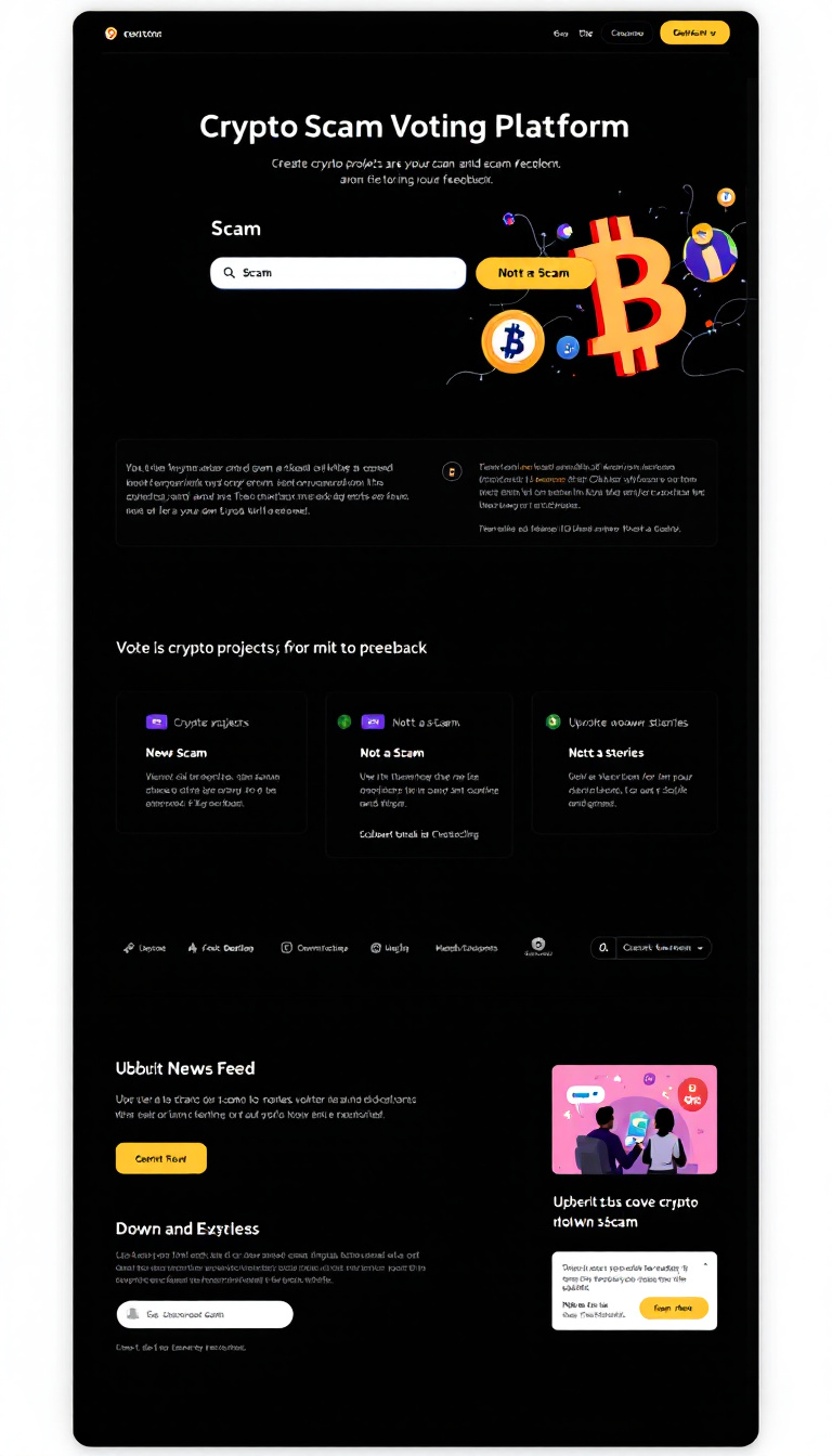 Create a one-page Crypto Scam Voting Platform where users can vote on crypto projects as "Scam" or "Not a Scam" and submit news stories for feedback. The platform will feature voting buttons, project details, a news feed for upvoting/downvoting stories, and a fact-checking system for content moderation, all built with StencilJS for the frontend and Node.js/Express for the backend.