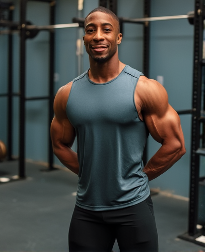 Professional certified personal trainer Marcus Johnson in athletic wear