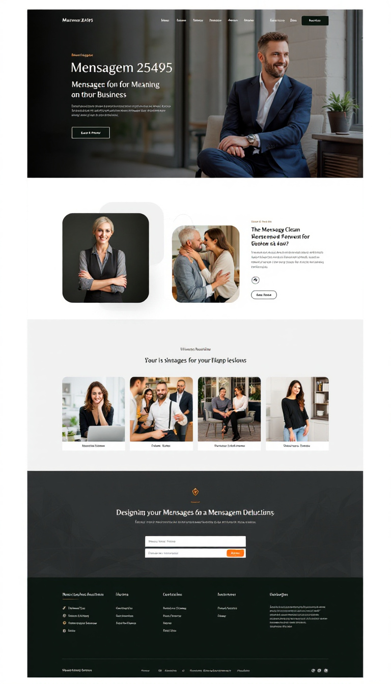 Design a simple and clean one-page website for a business called "Mensagem 25495." Focus on an elegant layout, clear navigation, and a professional appearance.