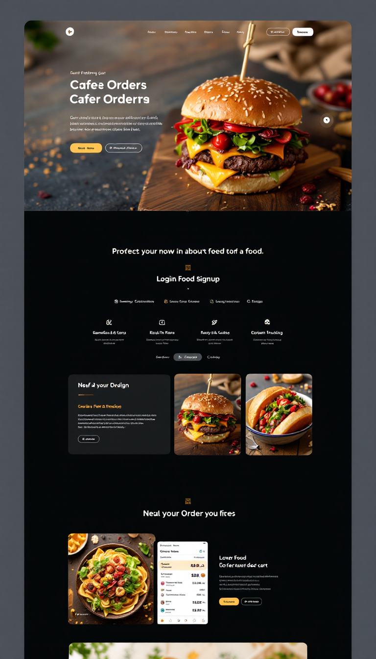 Create a user-friendly, feature-rich one-page website for a food ordering system that includes seamless login/signup, a dynamic menu, an easy-to-navigate cart, real-time order tracking, and secure payment integration. The design should prioritize modern aesthetics, intuitive UI/UX, and responsive functionality for both customers and cafe managers.