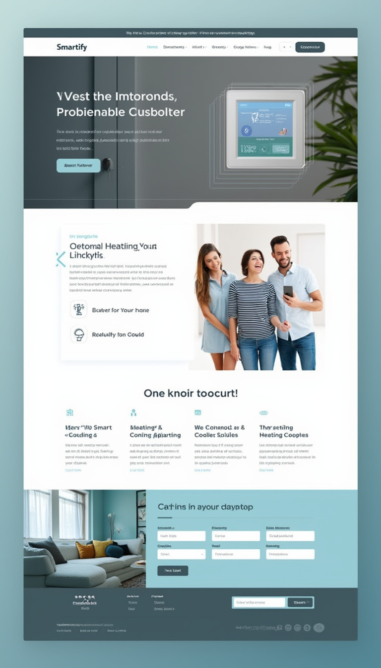 Design a one-page website for "Smartify," a business specializing in smart home automation devices for controlling heating and cooling. The layout should be clean and modern, highlighting product features and benefits.