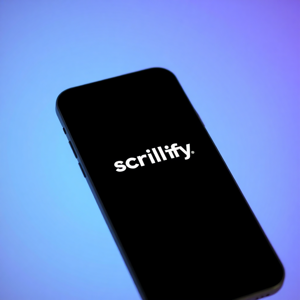 scrollify logo displayed on a smartphone screen