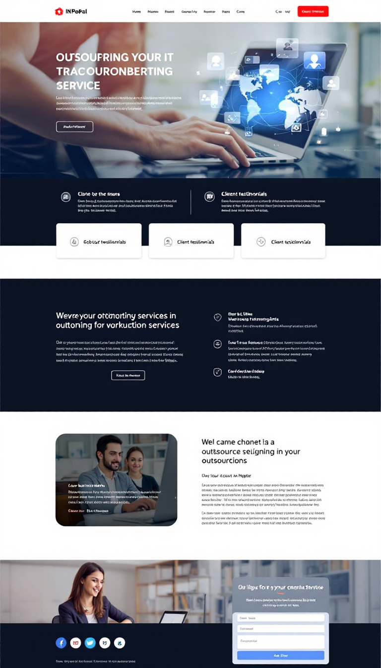 Design a clean, one-page responsive website for an IT company showcasing outsourcing services in Nepal. Highlight key benefits, client testimonials, and a clear call to action to attract potential clients.