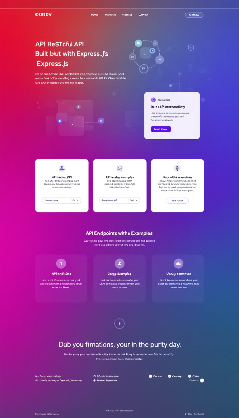 Design a simple one-page website that showcases a RESTful API built with Express.js. The site should include sections for API endpoints, usage examples, and a clean user interface for easy navigation.