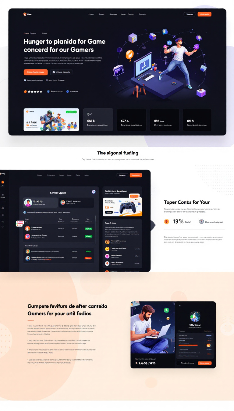 Crie um site interativo para gamers no estilo do Reddit, que possibilite fóruns e discussões, permitando que os usuários vinculem contas de plataformas de jogos e calculem um 'nível geral' com base em suas atividades. O design deve ser moderno e responsivo, com espaço para perfis de usuário, um sistema de pontos, mensagens diretas e uma interface gamer em estilo escuro.