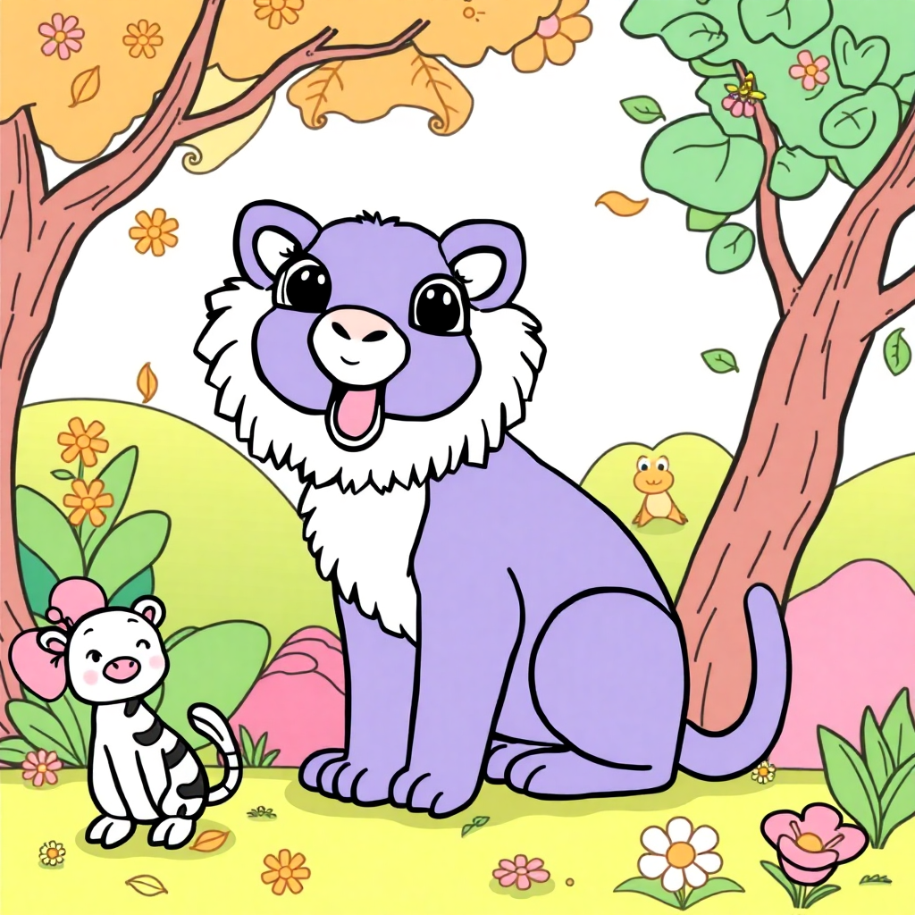 cartoon animals category for a children's coloring page website