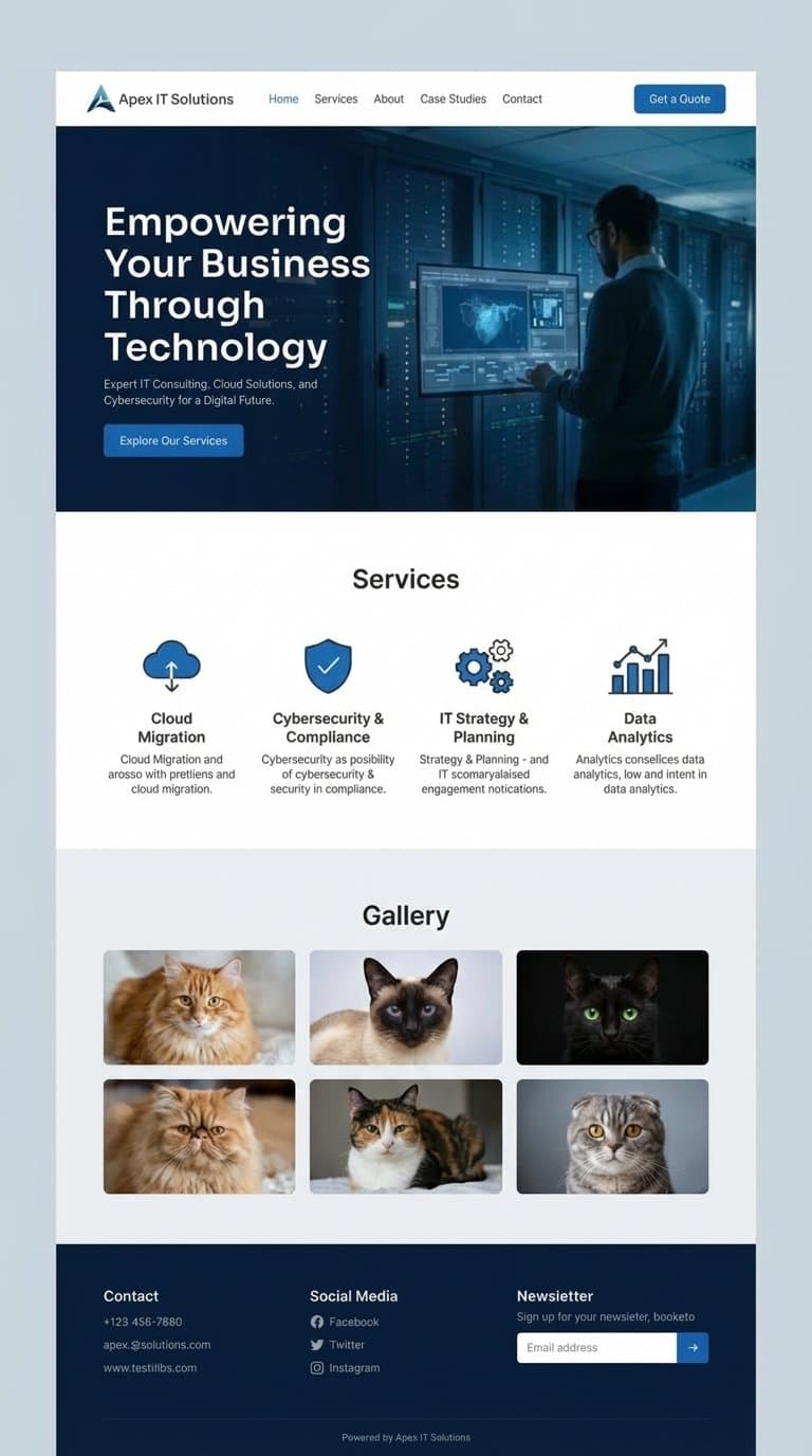 add a new section instead of client logos. it's called gallery. show pictures of cats