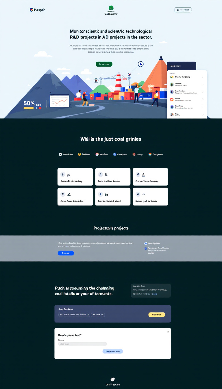 Create a simple, one-page website to monitor scientific and technological R&D projects in the coal sector, including a backend for project management and data tracking. The design should be clean and user-friendly.