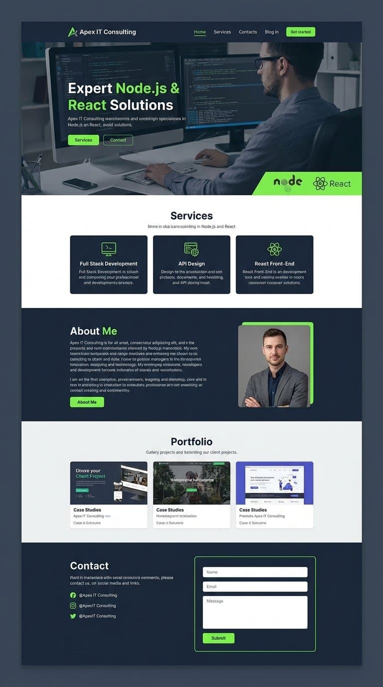site for my it consulting services. i work with nodejs and react