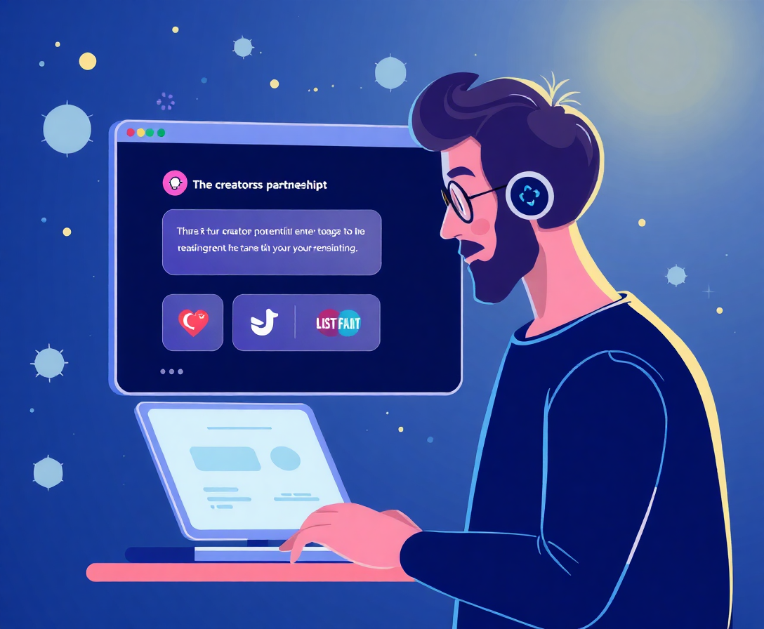 an illustration of the creators cosmos ai assistant suggesting potential brand partnerships to a content creator