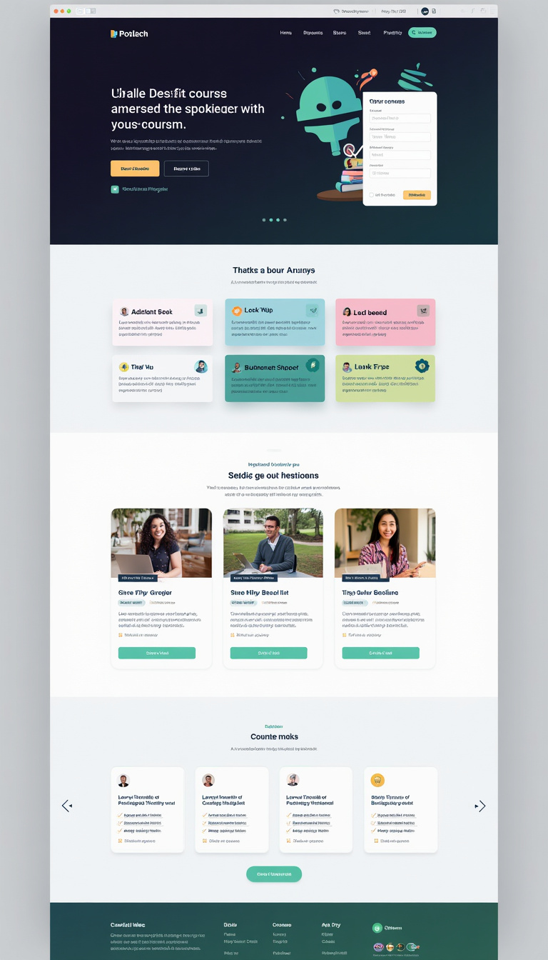 Design a one-page website for selling online courses, featuring an attractive user interface and an integrated payment page. Include sections for course listings, testimonials, and a clear call-to-action button for purchases.