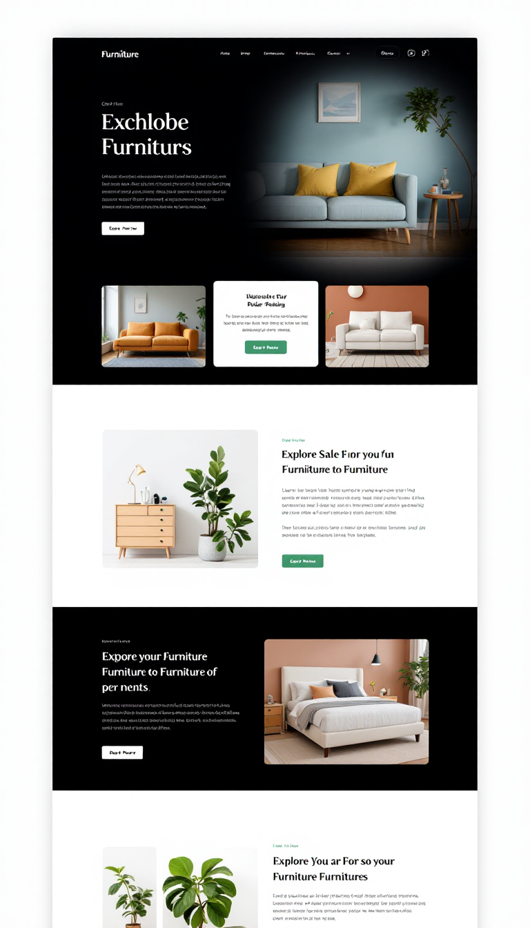 Create a simple and clean one-page website for a furniture sales business, showcasing various furniture items with appealing images and concise descriptions. Include a clear call-to-action for customers to explore products and make purchases.