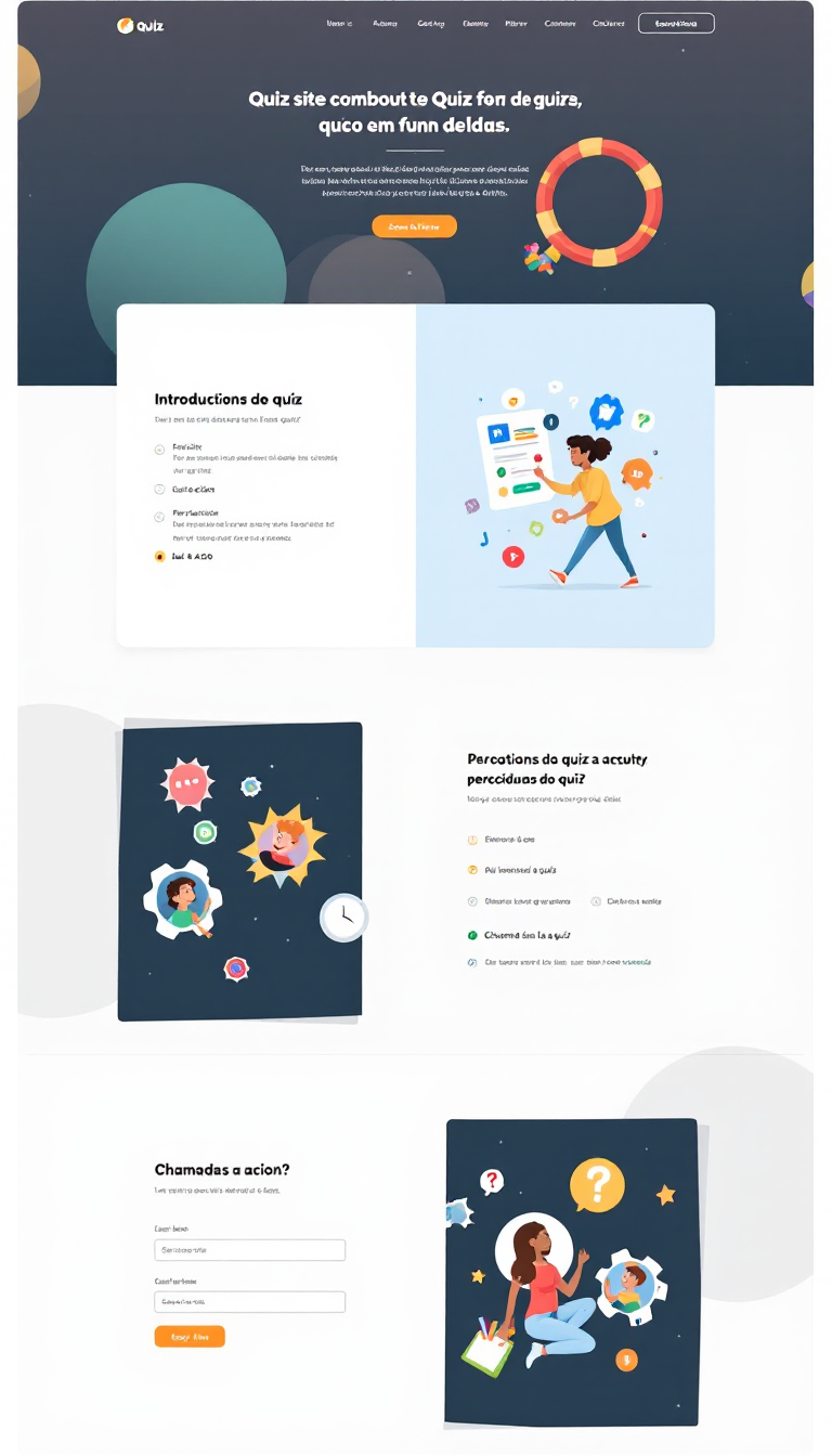 Desenvolva uma página simples e limpa para um site de quiz focado em funil de vendas, apresentando um design moderno e intuitivo. Inclua seções atraentes para introdução, perguntas do quiz e chamadas à ação.