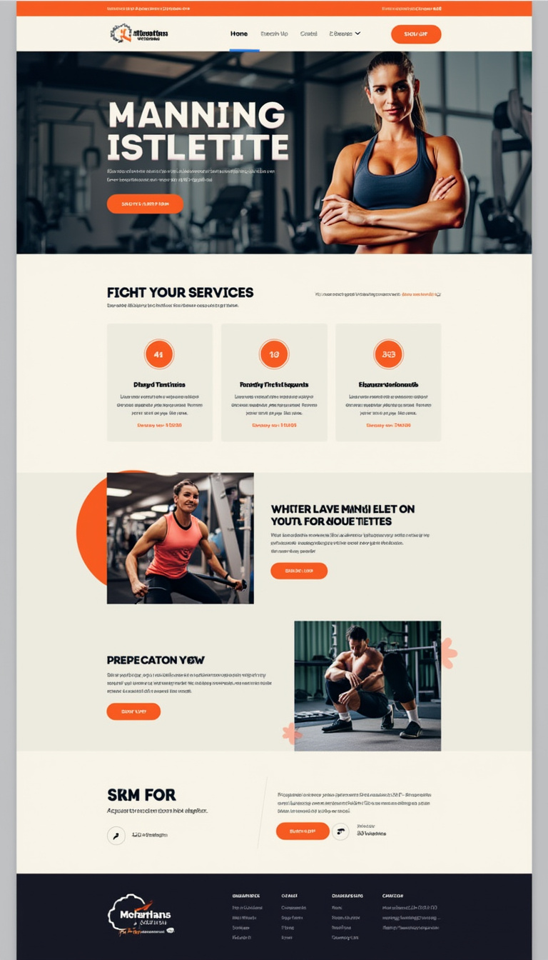 Design a simple one-page microsite for a fitness business, featuring a clean layout with sections for services, testimonials, and contact information. Include vibrant imagery and a clear call-to-action to encourage sign-ups.