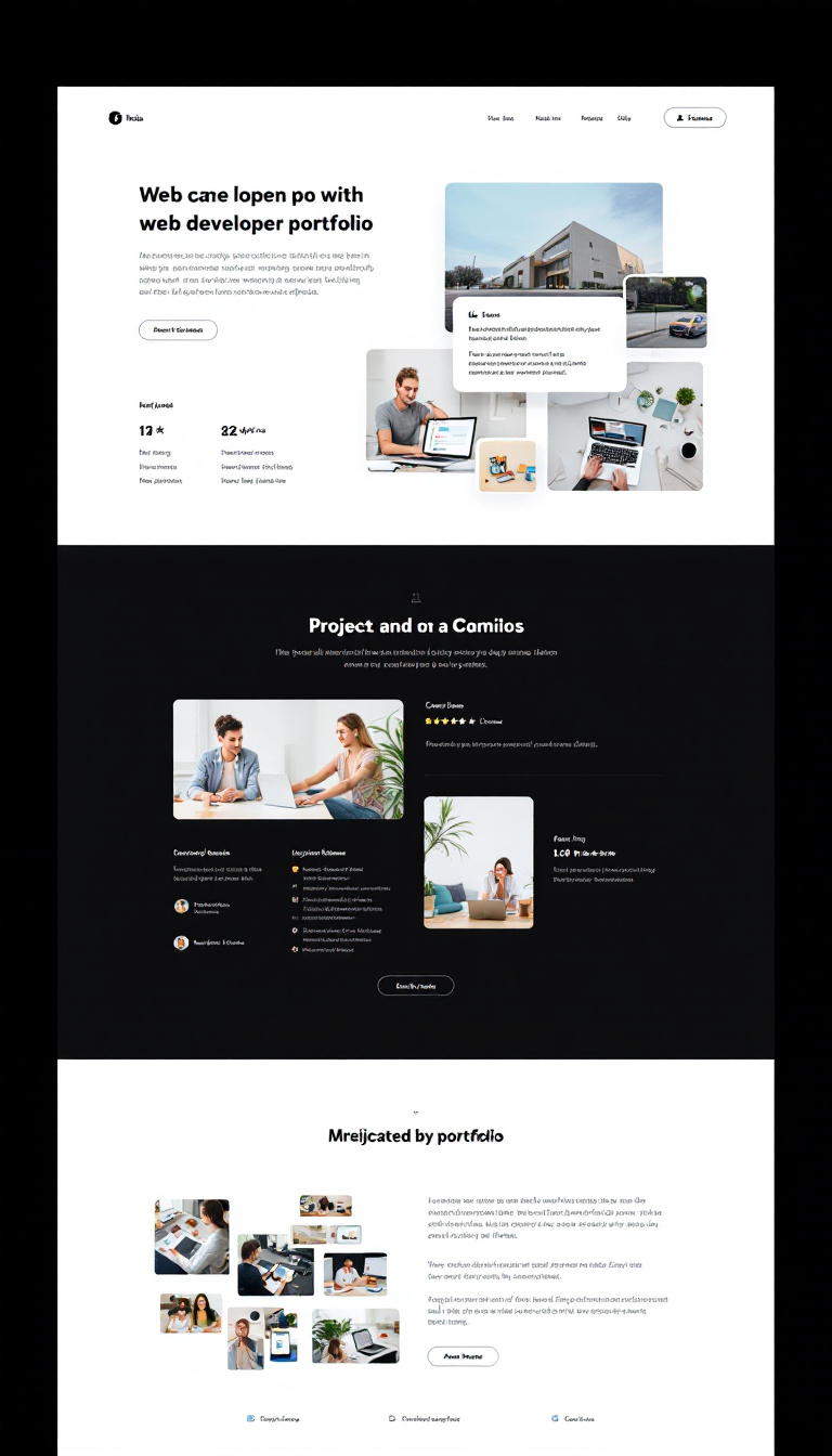 Design a clean, one-page web developer portfolio that highlights project examples and includes client reviews, featuring an appealing layout and navigation.