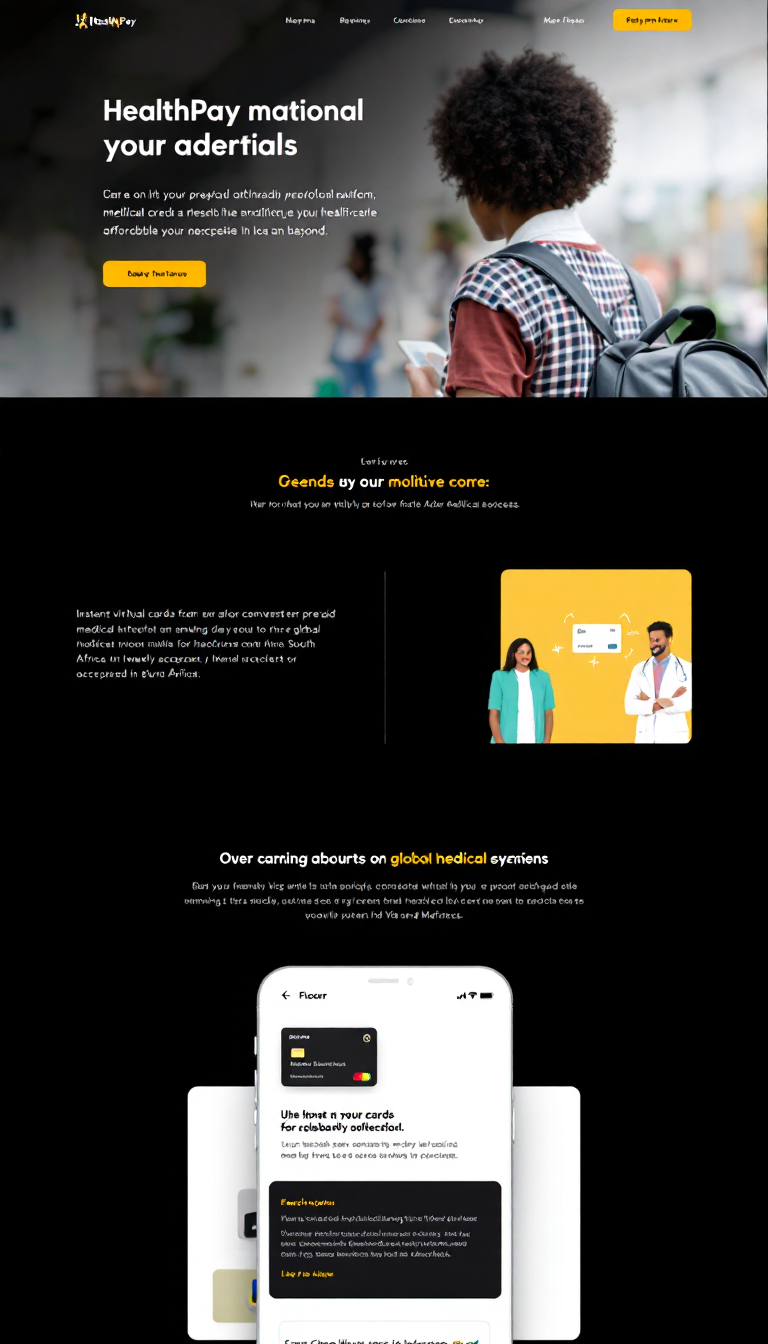 Create a simple one-page website for HealthPay Wallet, an innovative prepaid medical card platform aimed at making healthcare more affordable and accessible in South Africa and beyond. Highlight key features like instant virtual cards for global medical expenses and the convenience of using widely accepted Visa and Mastercard.